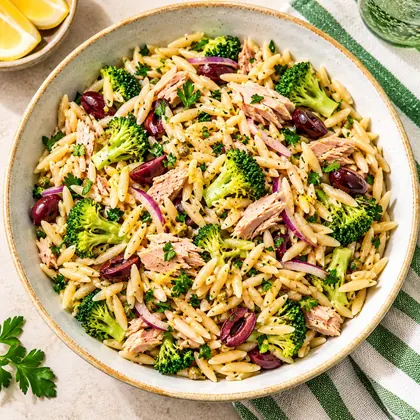 Lemony Orzo & Tuna Salad with Broccoli