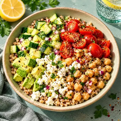 Chickpea Grain Bowl with Feta & Tomatoes